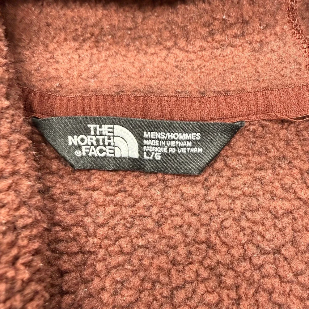 The North Face Mens Gordon Lyons Full Zip Hoodie Red Heather Fleece Jacket L